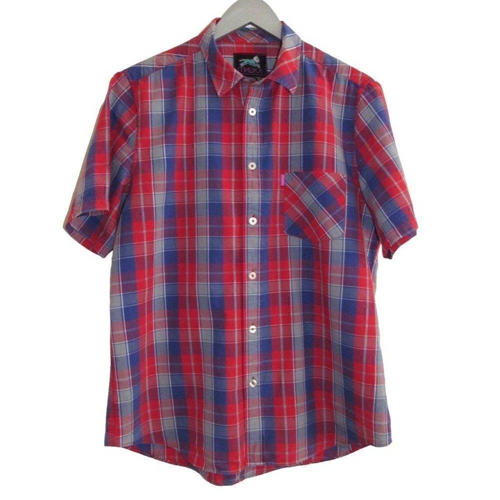 Mishka MNWKA NYC‎ Red White Blue Short Sleeve Button Up Shirt XL